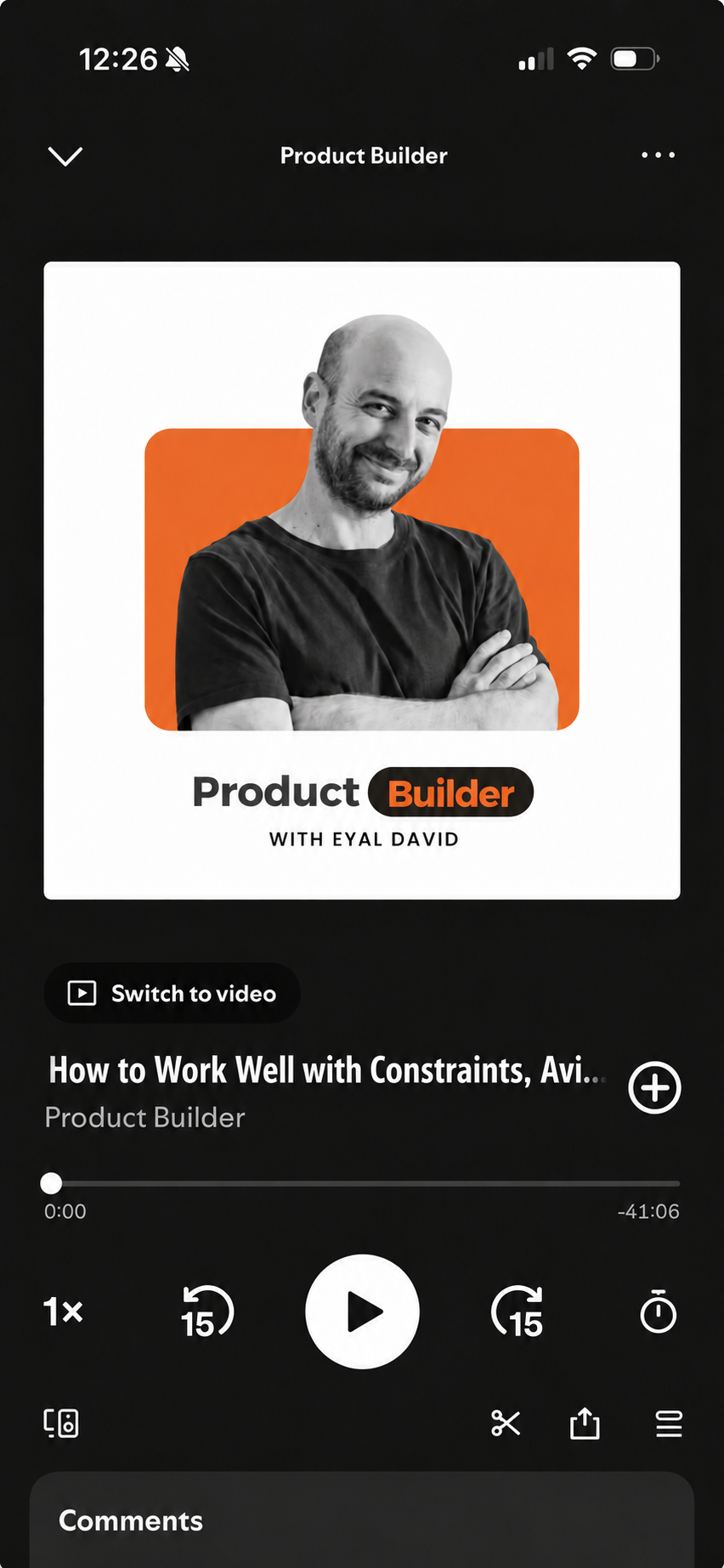 Product Builder Podcast on a phone